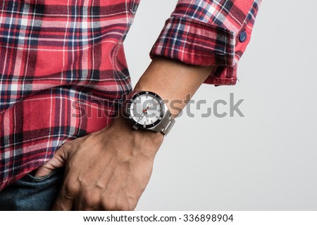 closeup luxury watch on man\'s wrist