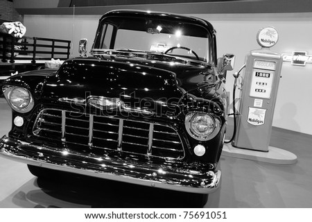 NONTHABURI, THAILAND - MARCH 26: The 1956 Chevrolet Step-Side Pickup on display at the 32nd Bangkok International Motor Show on March 26, 2011 in Nonthaburi, Thailand.