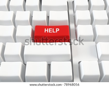 White computer keyboard with a help button