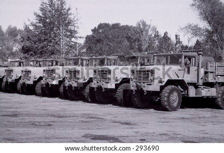 Army Trucks in a line