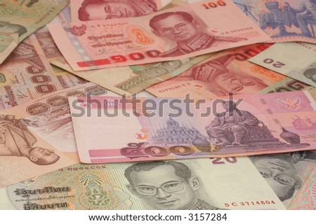Paper Currency From Thailand Background, Close-up