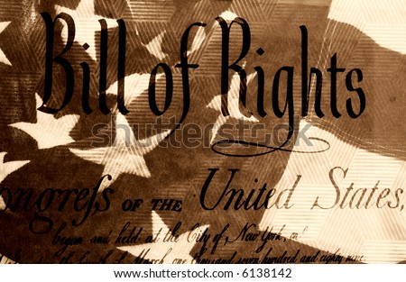 Grunge Style Background With Bill of Rights and Flag