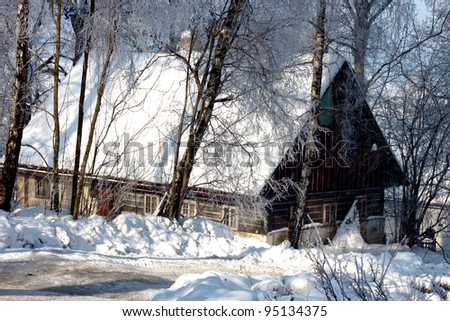 House in snow fairy forest