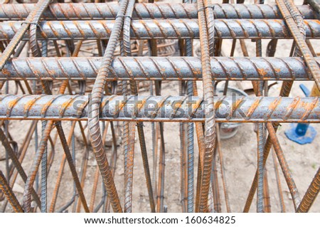 Knitted metal rods in the construction site