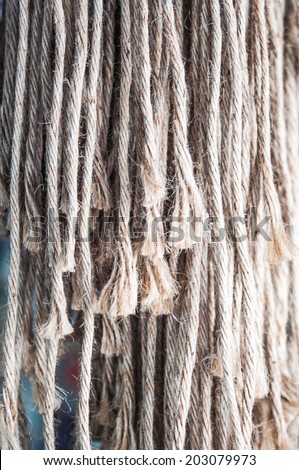 Piece of rope frayed in row