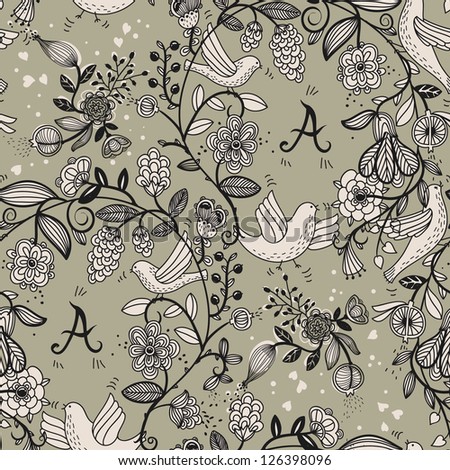 vector floral seamless pattern.You can change letters A to your own logotype or monogram vector floral seamless pattern.You can change letters A to your own logotype or monogram