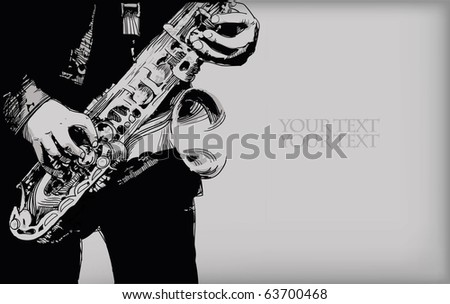 vector background with hand drawn saxophone vector background with hand drawn saxophone