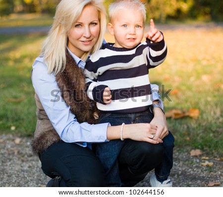 Me and my mom, attractive young mother with cute son.