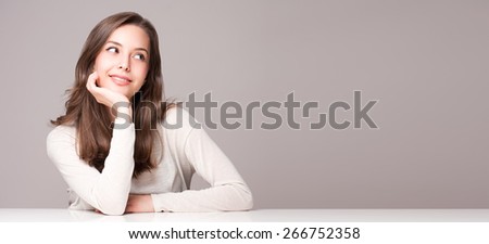 Expressive portrait of gorgeous young brunette woman.