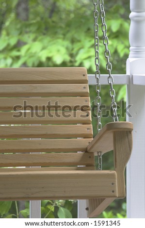 Wooden Porch Swing closeup