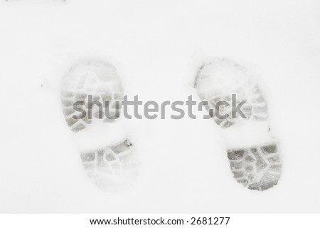 Hiking boot tracks in snow