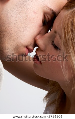 young couple before kiss