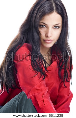 dark hair with red in it. stock photo : young black hair