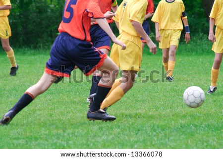 young soccer players in action