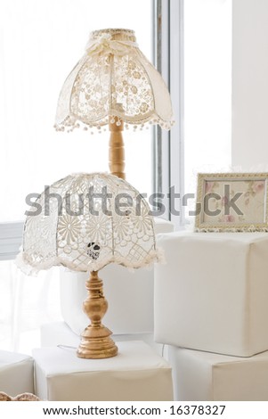 a couple of decorative lace romantic lamps