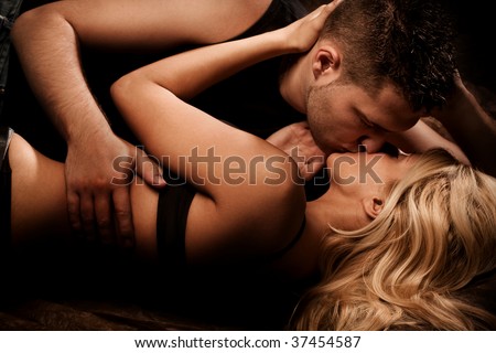 young couple in love, studio shot