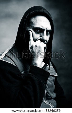 expressive man portrait in black and white