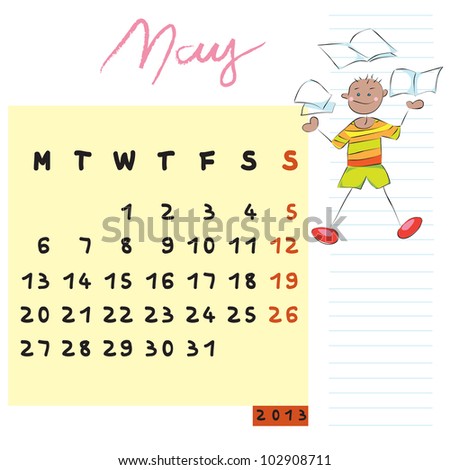 may 2013, calendar design with the knowledgeable student profile for international schools