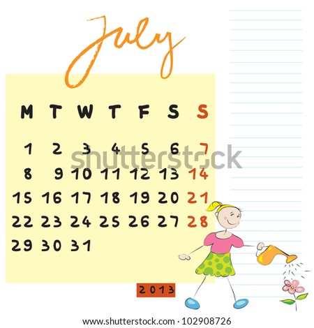 july 2013, calendar design with the caring student profile for international schools