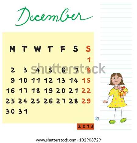 december 2013, calendar design with the gifted student profile for international schools