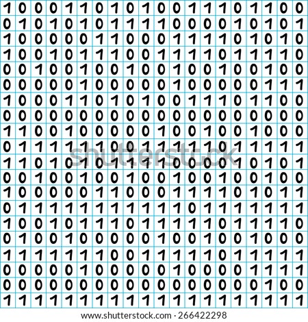 Binary code seamless pattern, hand drawn figures on a math paper background