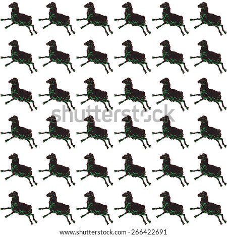 Black sheep jumping seamless pattern, one hand drawn object multiplied over a white background, fake hounds tooth design