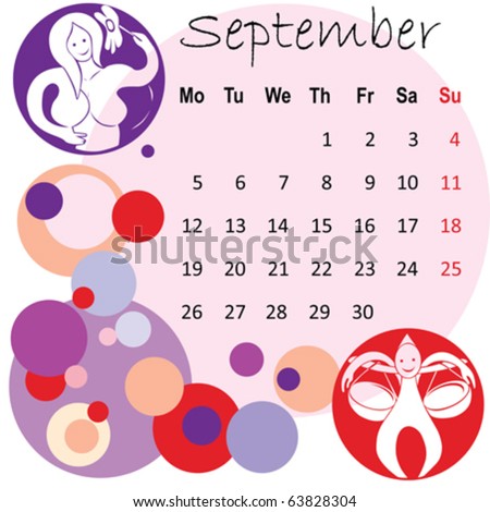 stock vector : 2011 calendar september with zodiac signs