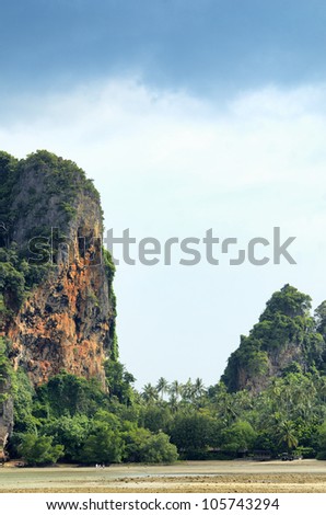 RAILAY  travel steep cliffs. A popular tourist climb the cliff. Krabi Thailand.