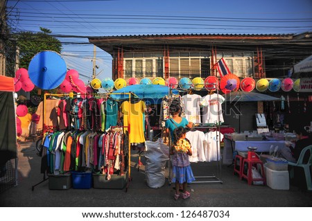 CHIANG MAI, THAILAND-JANUARY 19 : 30th anniversary Bosang umbrella festival,Home and shop decoration annual Umbrella festival at San Kamphaeng. on Jan.19, 2013 in Chiang Mai, Thailand.