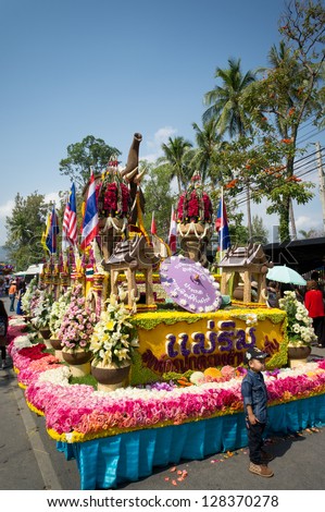 CHIANG MAI,THAILAND-FEB.3 : 37th Anniversary Chiang Mai Flower Festival, People are interested in coming to visit the annual Chiang Mai flower festival. on Feb.3, 2013 in Chiang Mai,Thailand.