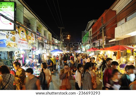 CHIANG MAI THAILAND - SEPTEMBER 29 : Saturday market walking street, Popular tourist souvenirs and visit the local craft market is be held every Saturday. on September 29,2014 in Chiang Mai, Thailand.
