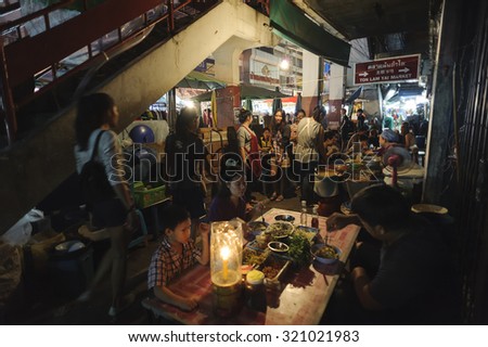 CHIANG MAI THAILAND - SEPTEMBER 26 : Warorot Market, Popular tourists and local people come to buy food & fruit to dinner, night market open every day. on Sept. 26 , 2015 in Chiang Mai, Thailand.