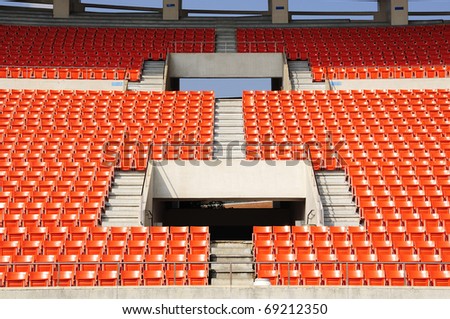Seats at stadium  entrance walk way