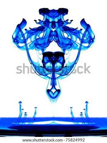 Abstract blue ink Color ink spread Design work on balance and powerful art.
