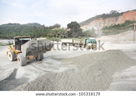 Bulldozer in open-pit cooper mine