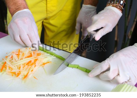 Chefs Cooking, Cutting and preparing food