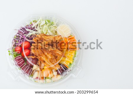 Salad box packaging on white paper background