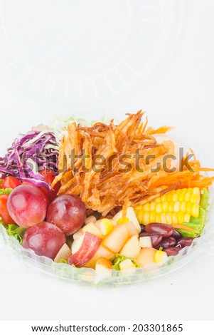 Salad box packaging on white paper background