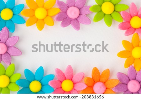 Flower frame on white paper background
