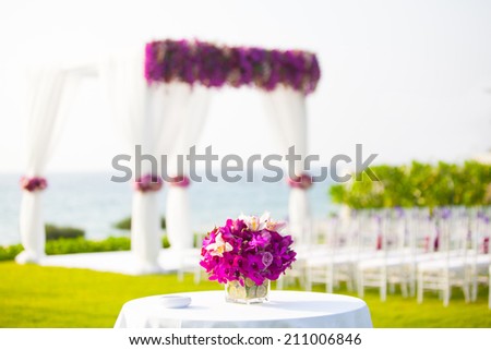 Floral arrangement at a wedding ceremony