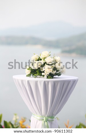 stock photo Floral arrangement at a wedding ceremony
