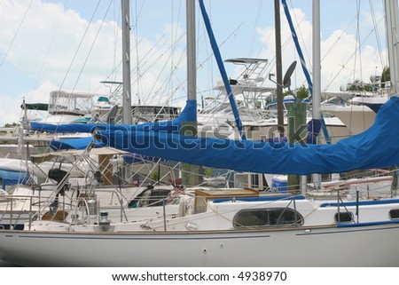 Several boats ready to set sails in Key Largo, Florida, USA