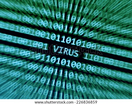 Closeup of binary code infected by computer virus.Green screen
