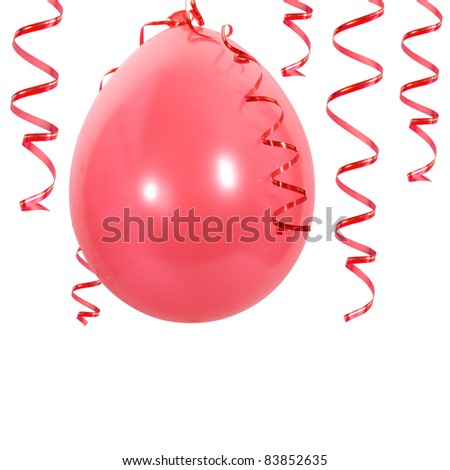 stock photo Red balloon and streamers Wedding decoration