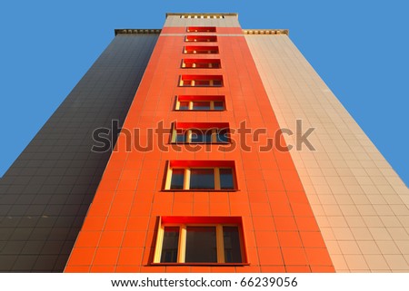 KRASNOYARSK, RUSSIA-SEPTEMBER 12:Wall of a modern apartment house in the new residential area \