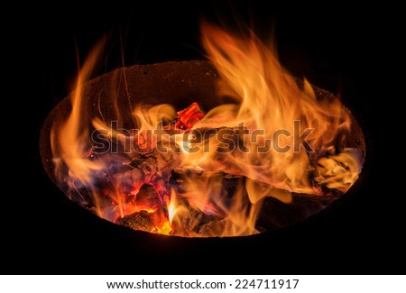 fire burning in the round oven