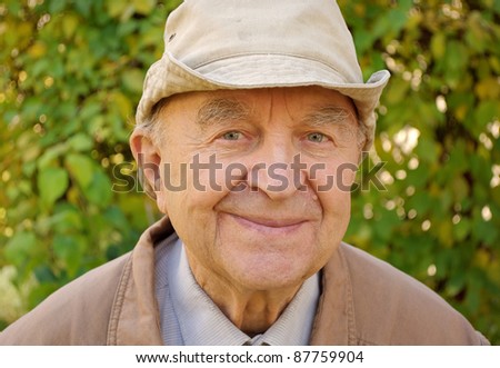 an old farmer in backyard
