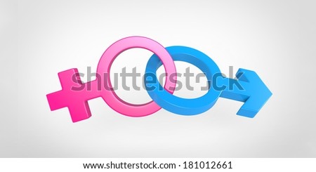 3 D Male and female sex symbol isolated on plain background