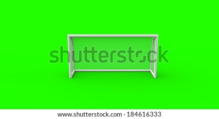 Soccer goal isolated on green intense background