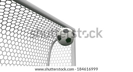 Soccer ball going into the top of the corner of the goal
